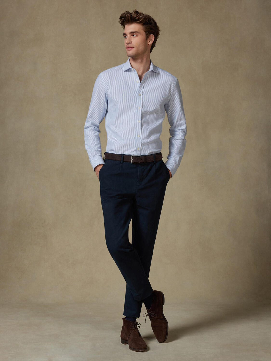 Camicia Grab in oxford spazzolato blu