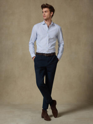 Grab blue brushed oxford shirt