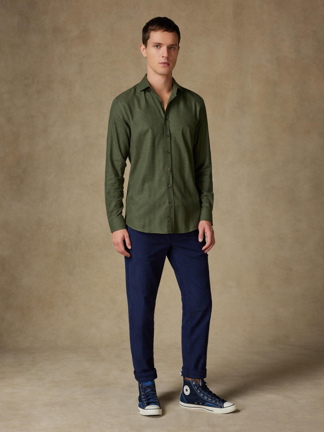 Chemise Hall en flanelle kaki