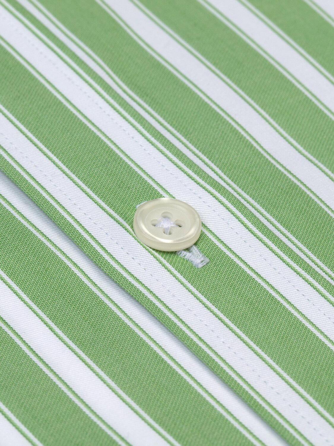 Green and white stripes twill shirt