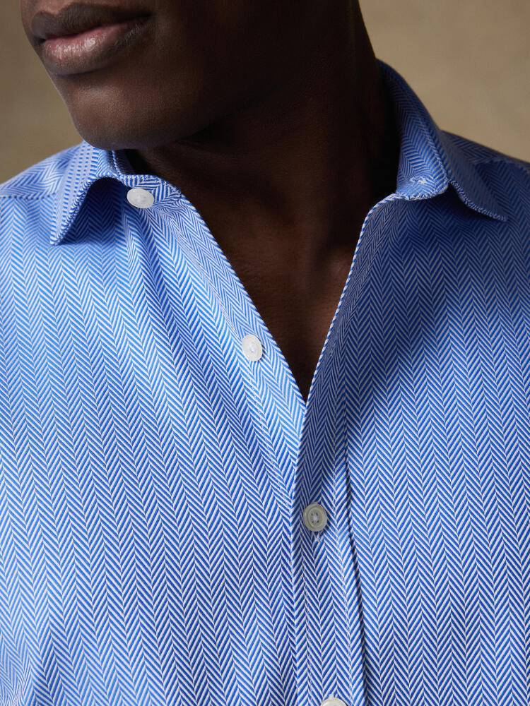 Overhemd Howson in visgraat blauw
