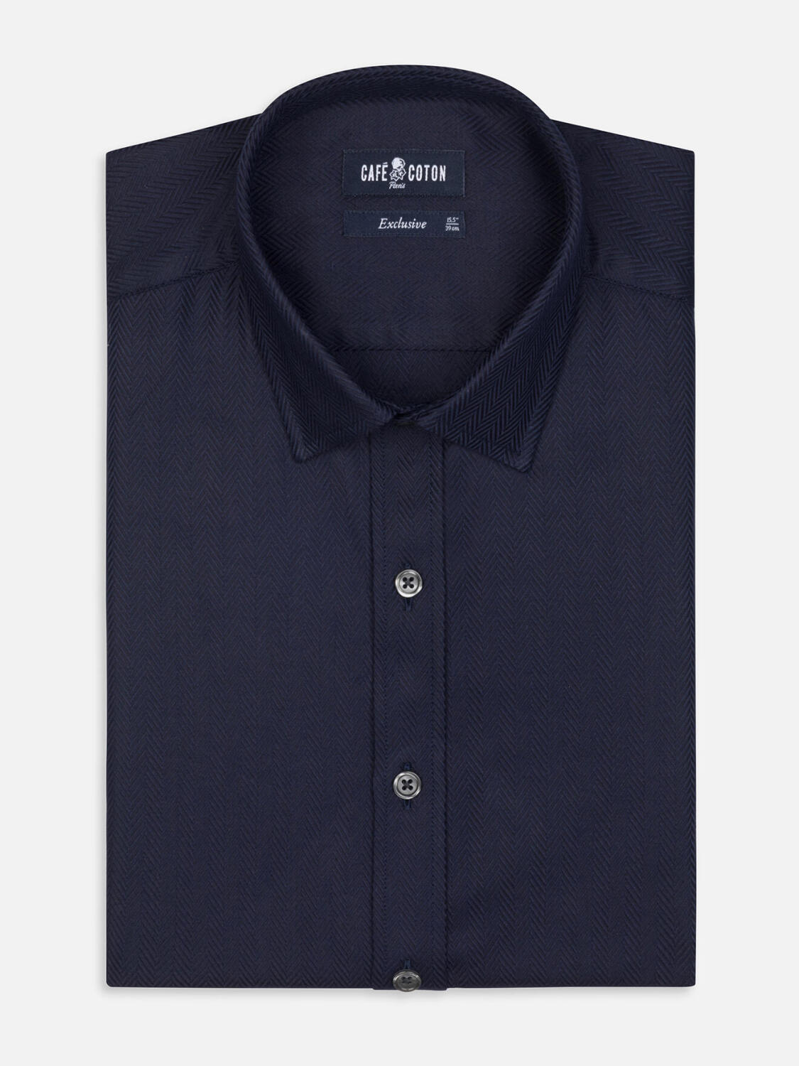Navy Herringbone Shirt