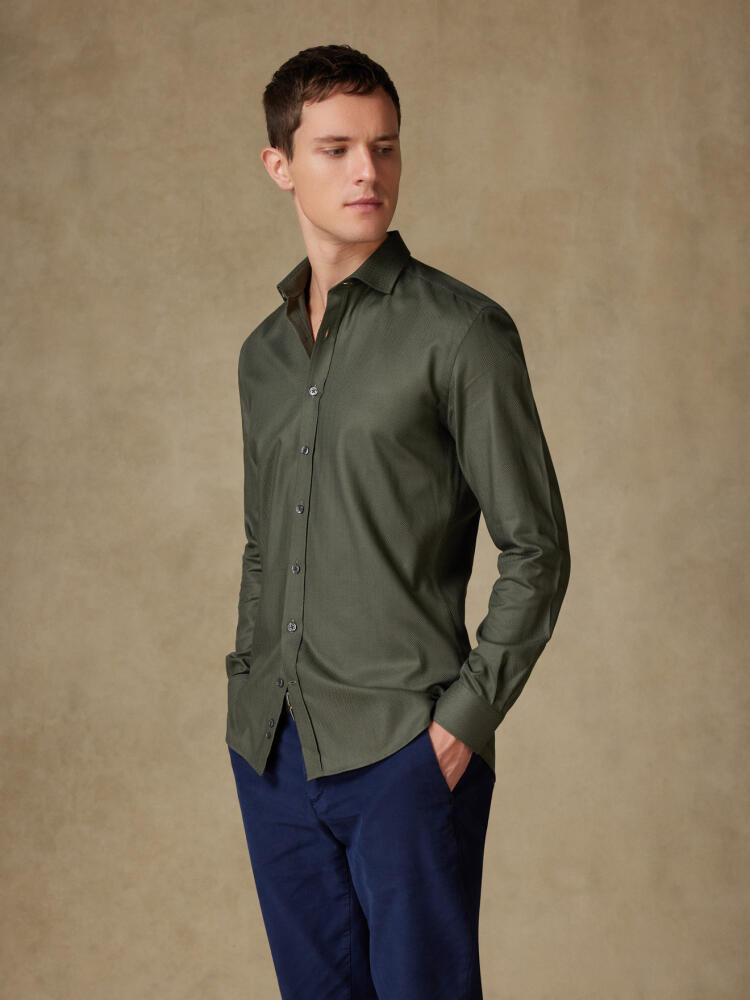 Camicia a spina di pesce Khaki