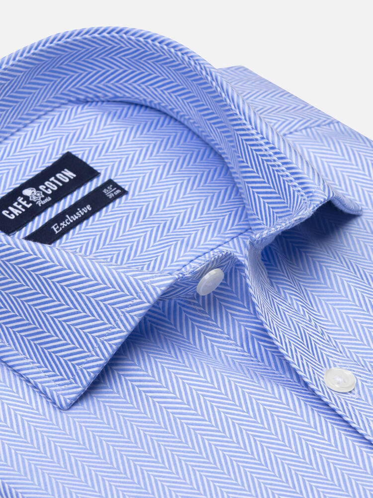 Hunter Sky Blue Herringbone Shirt