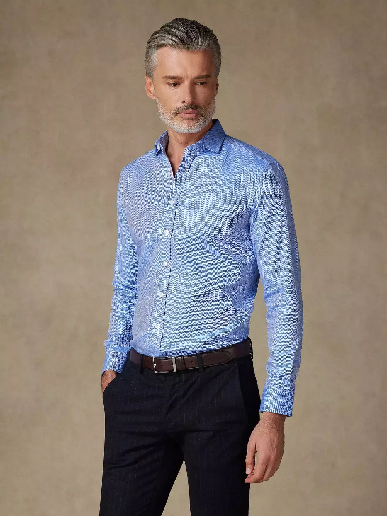 Chemise Hunter en chevron bleu