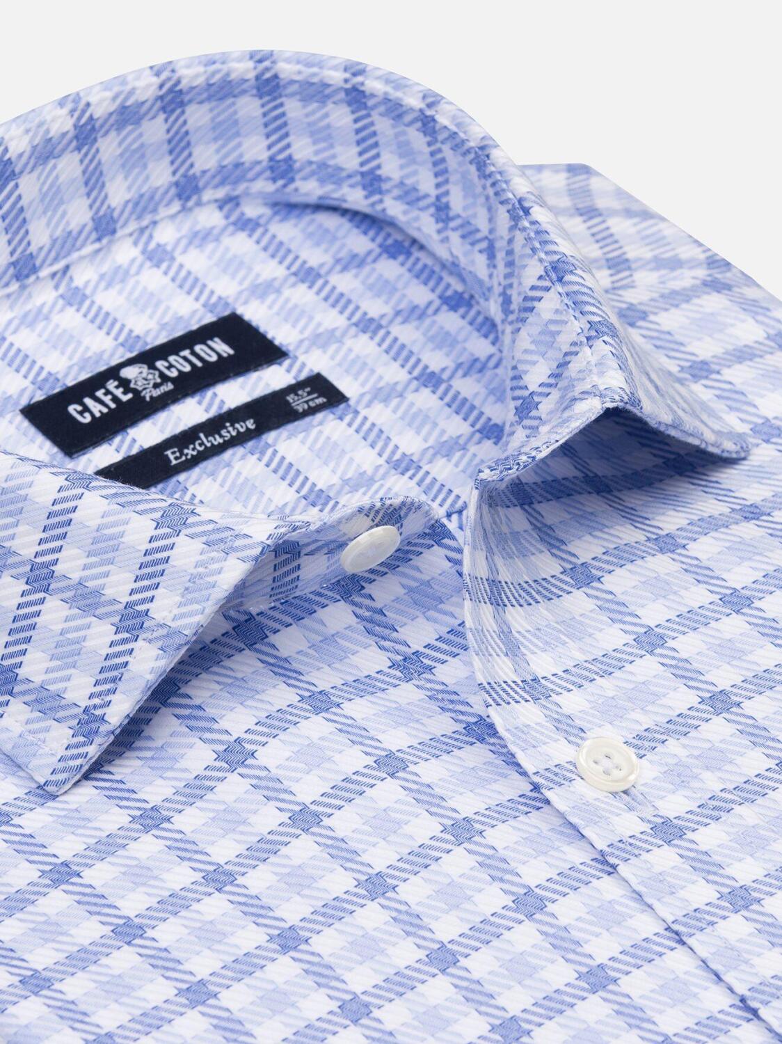 Ian sky blue and blue checked shirt