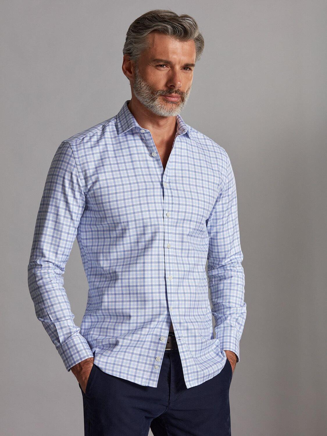 Ian sky blue and blue checked shirt