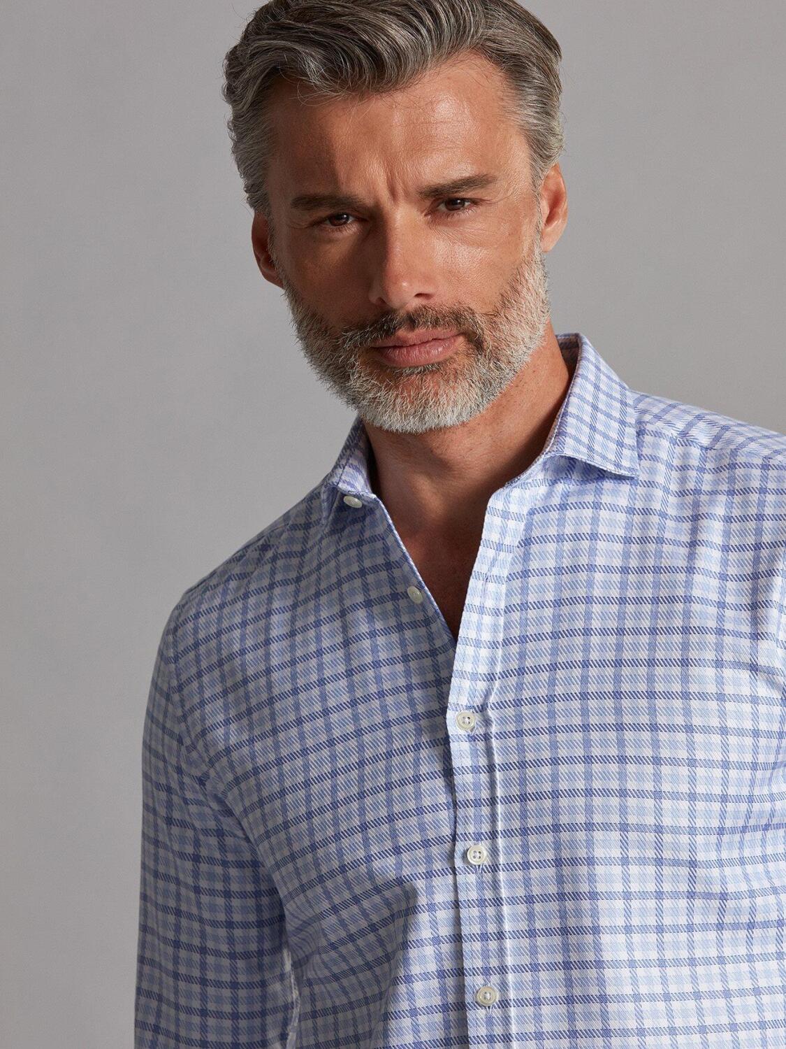 Ian sky blue and blue checked shirt