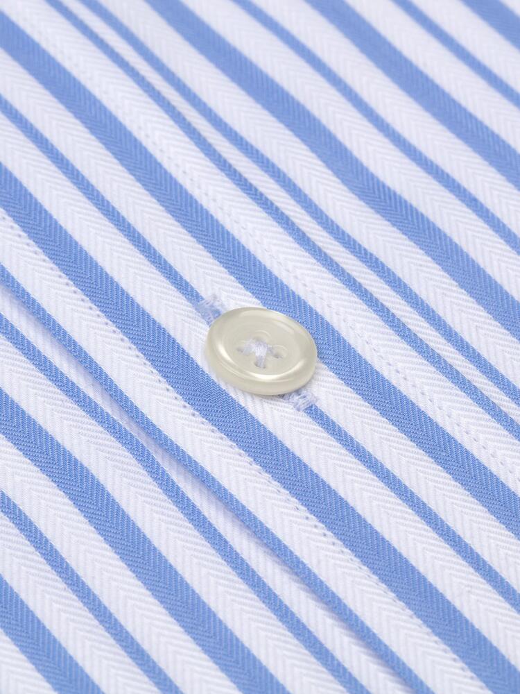 White stripes blue sky herringbones shirt