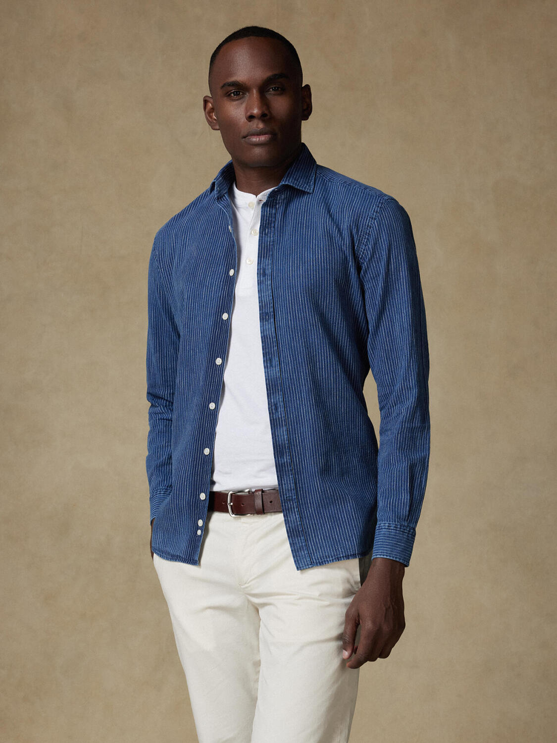 Chemise Island à rayures indigo