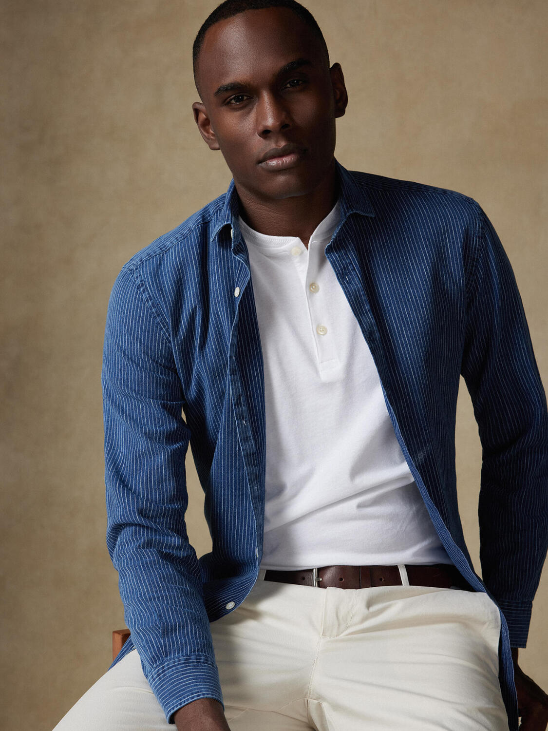 Chemise Island à rayures indigo