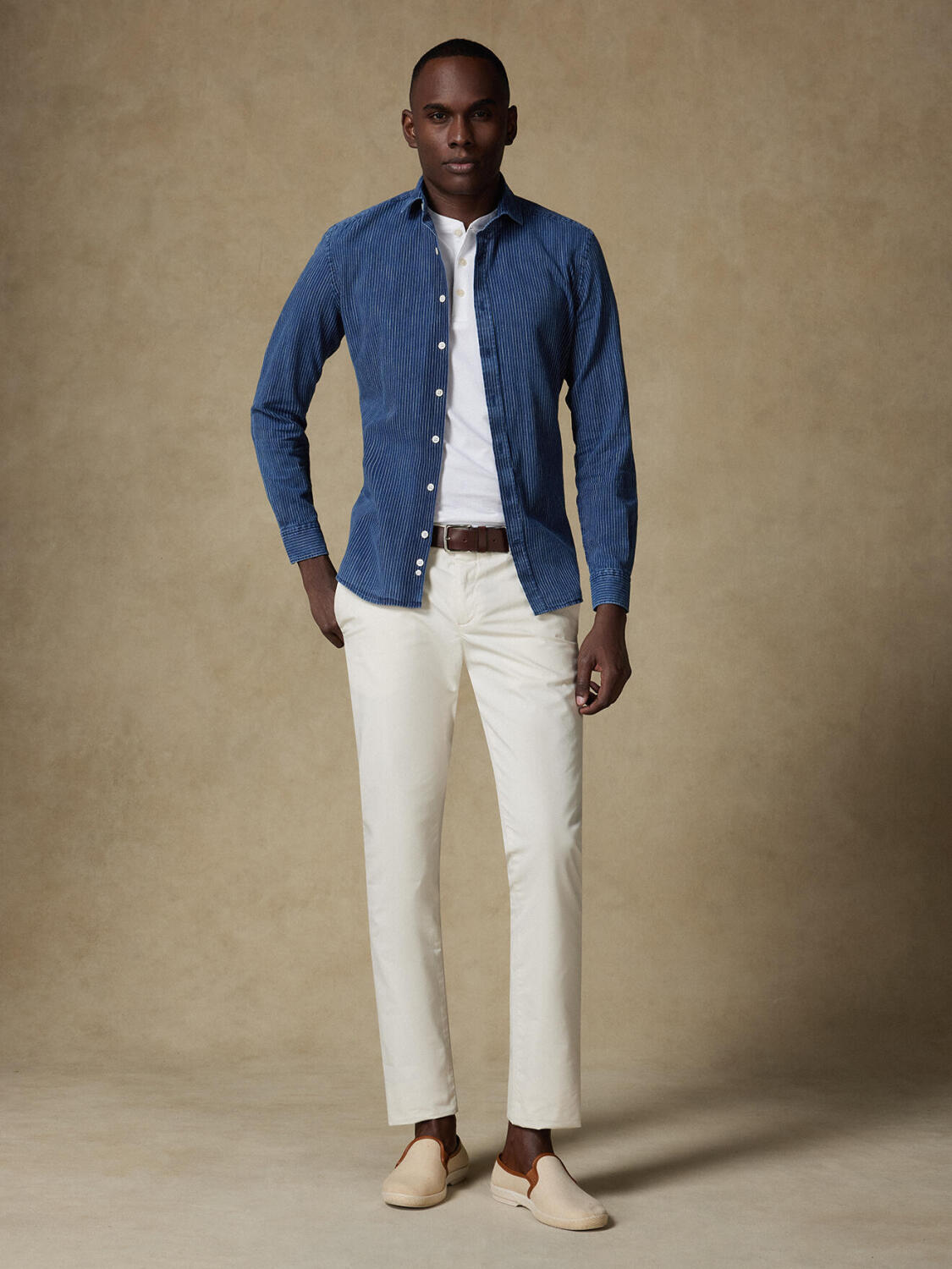 Chemise Island à rayures indigo