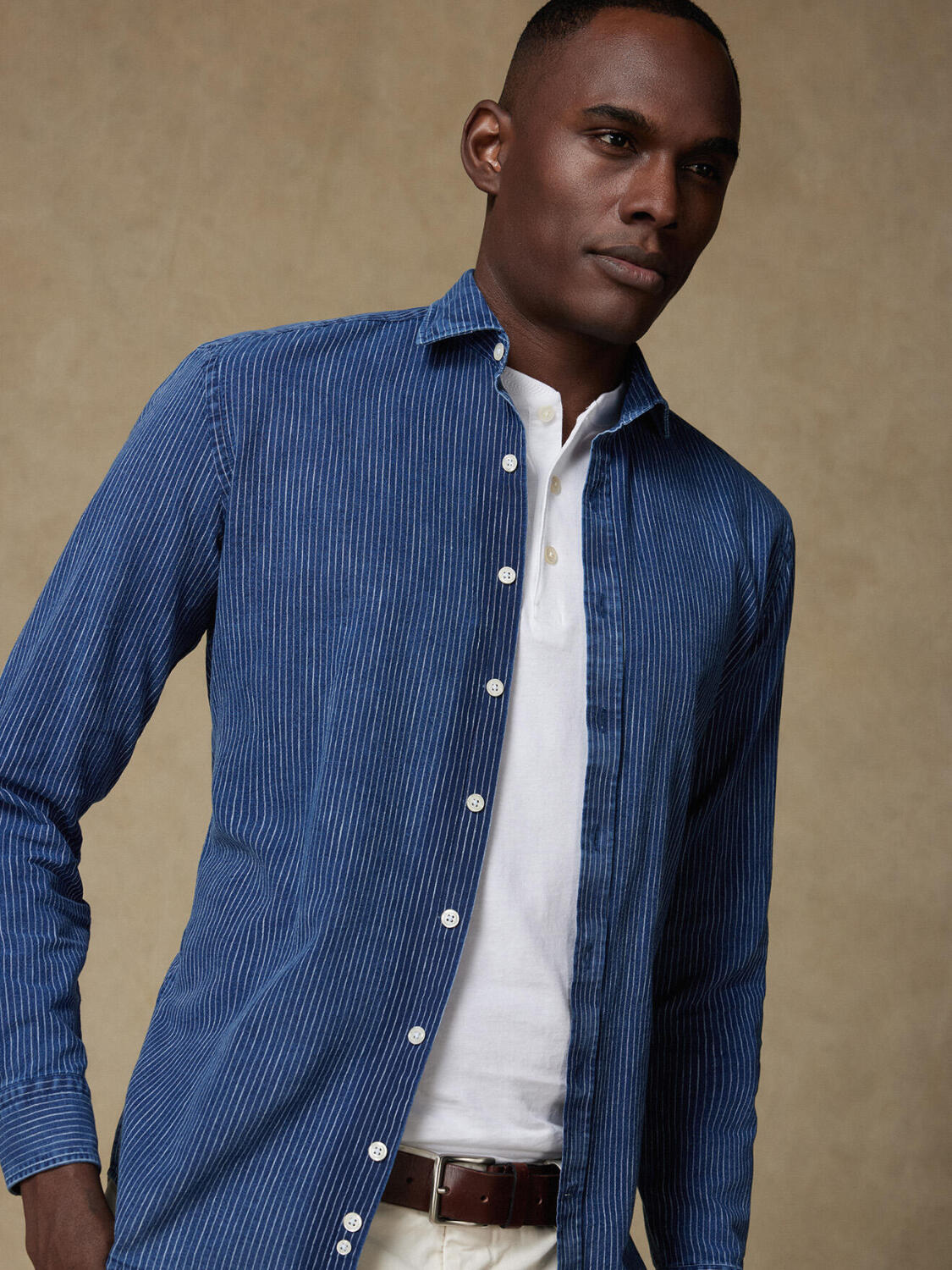 Chemise Island à rayures indigo