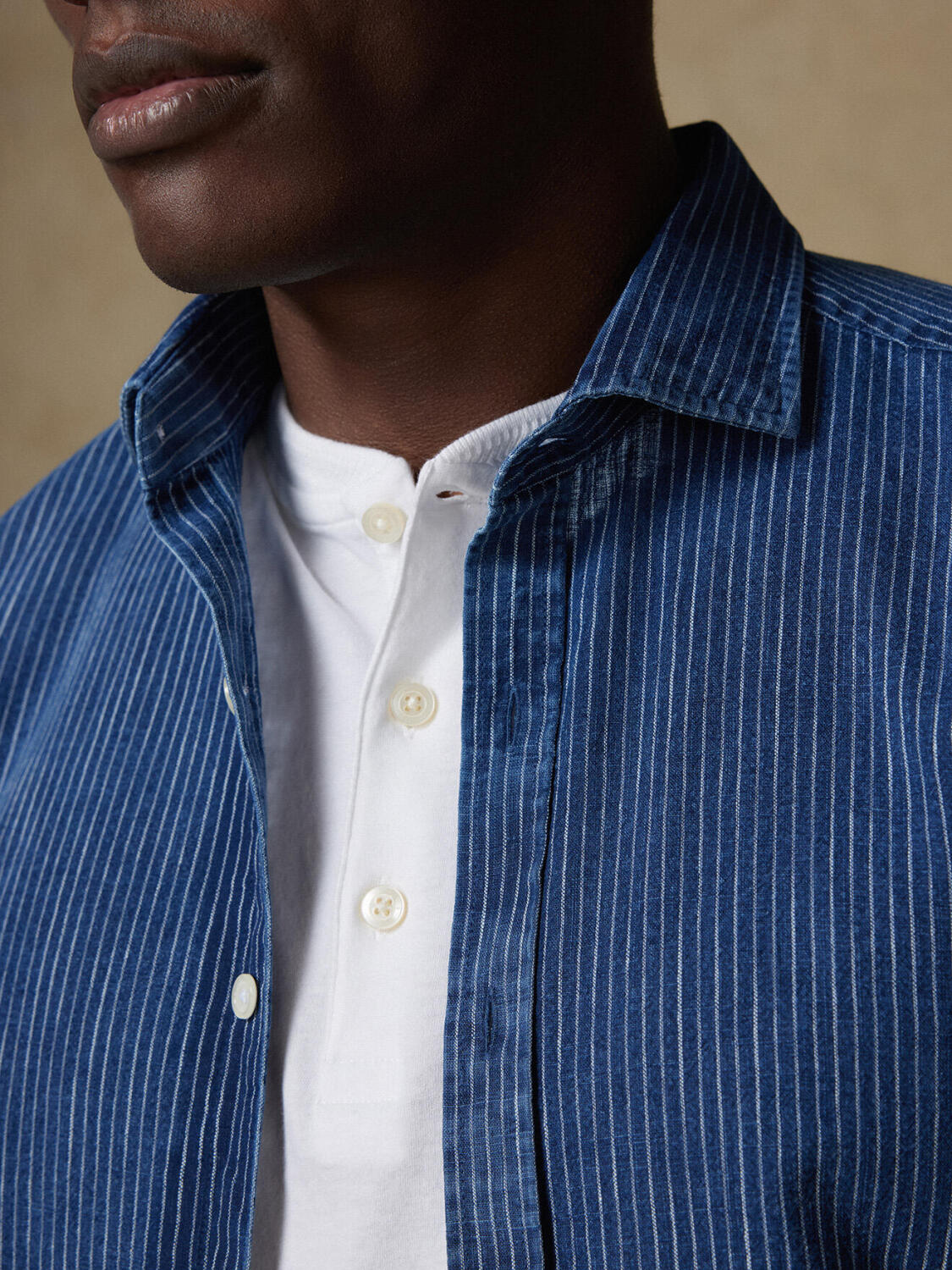 Chemise Island à rayures indigo