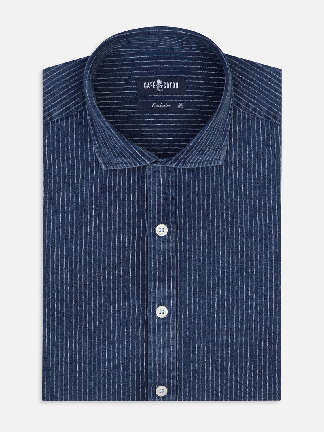 Chemise Island à rayures indigo