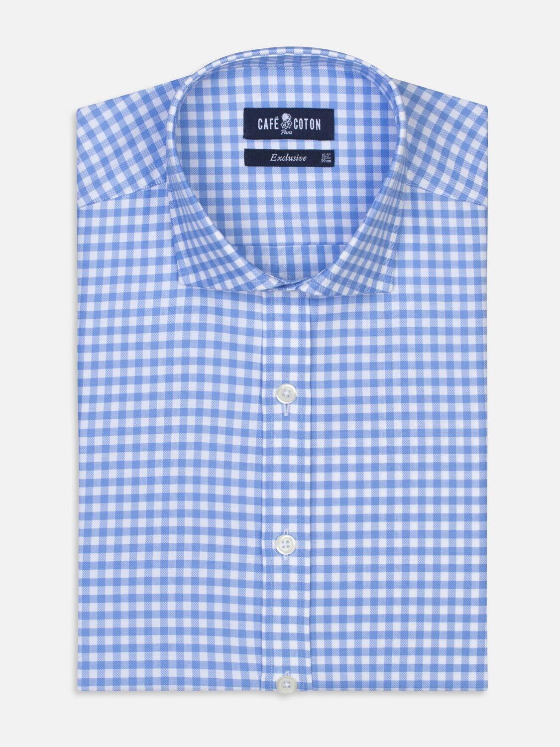 White checks blue sky oxford shirt
