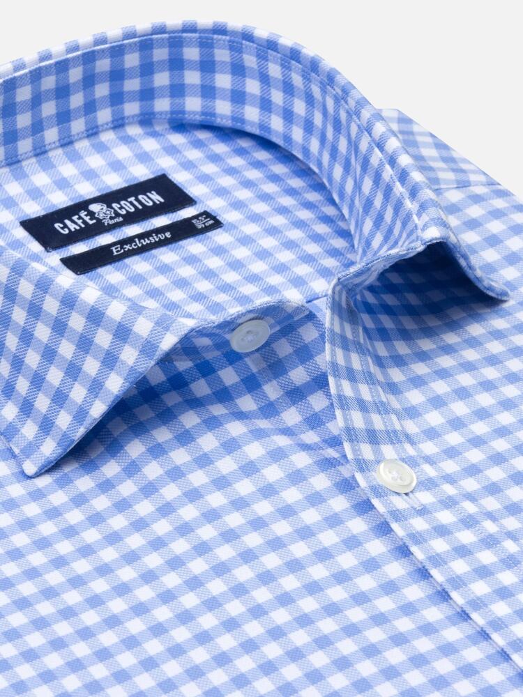 White checks blue sky oxford shirt