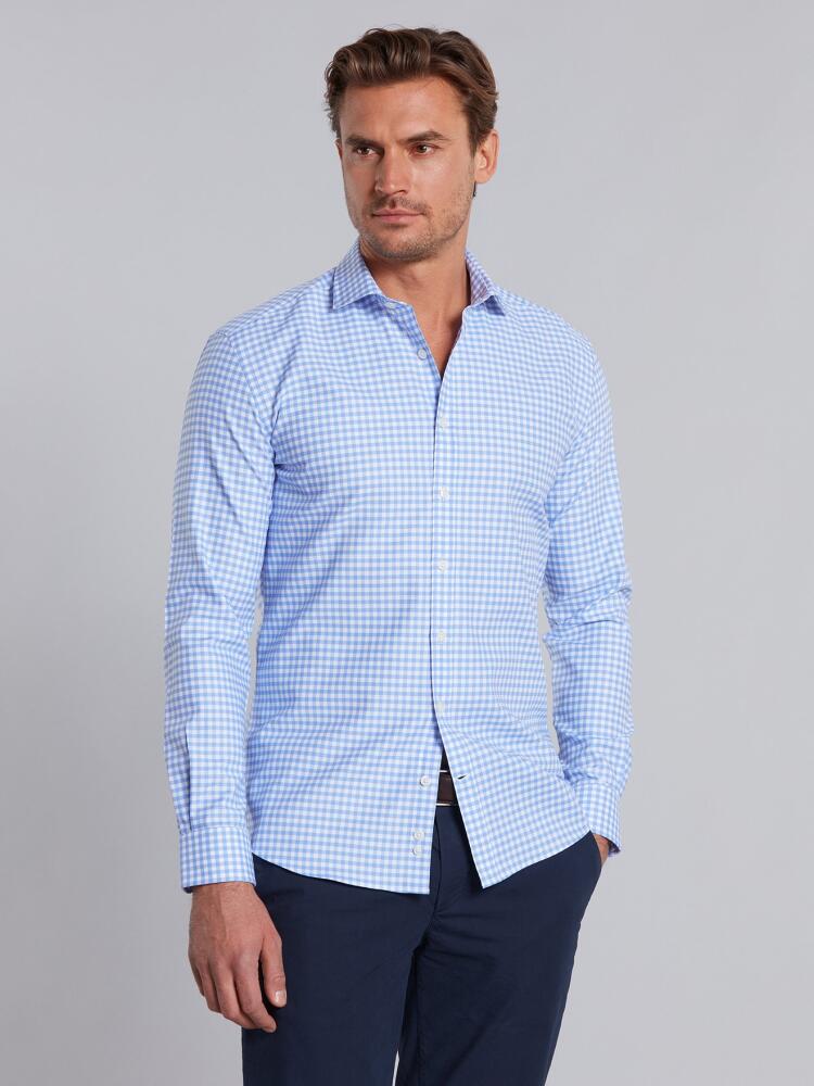 White checks blue sky oxford shirt