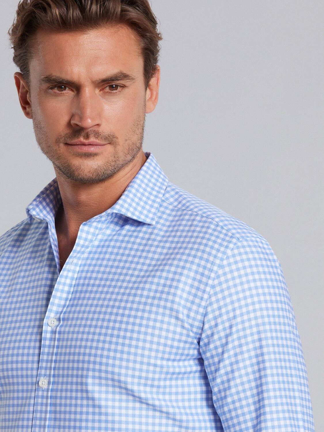 White checks blue sky oxford shirt