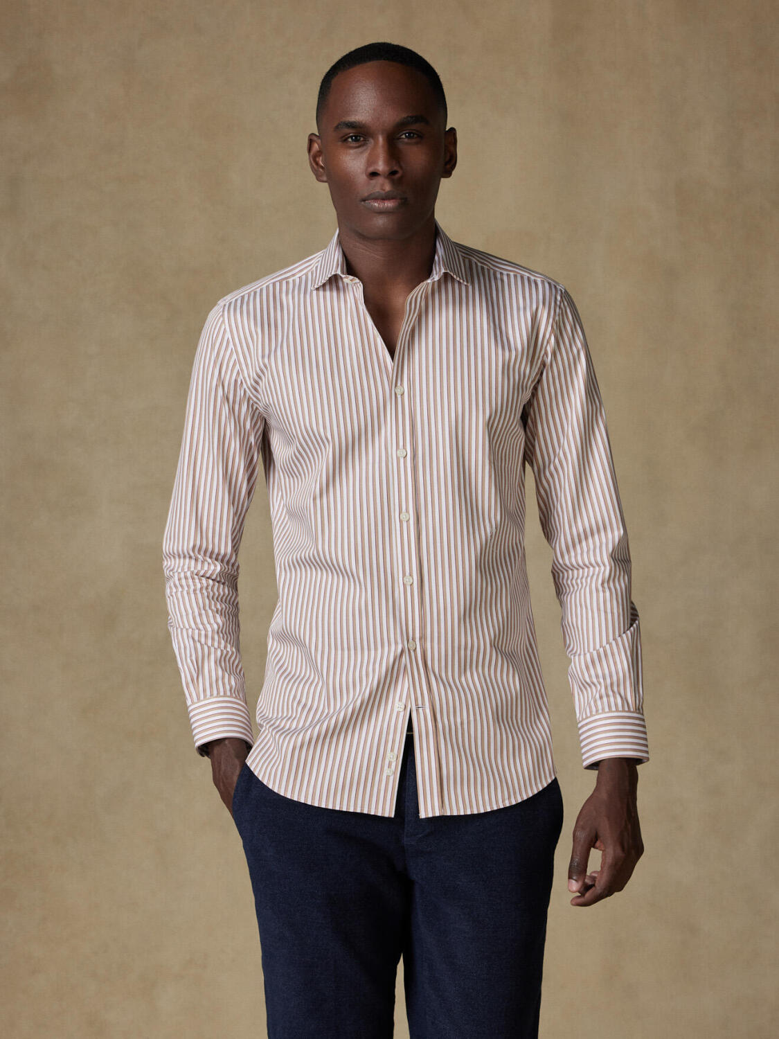 Camisa Kenneth Beige Rayas