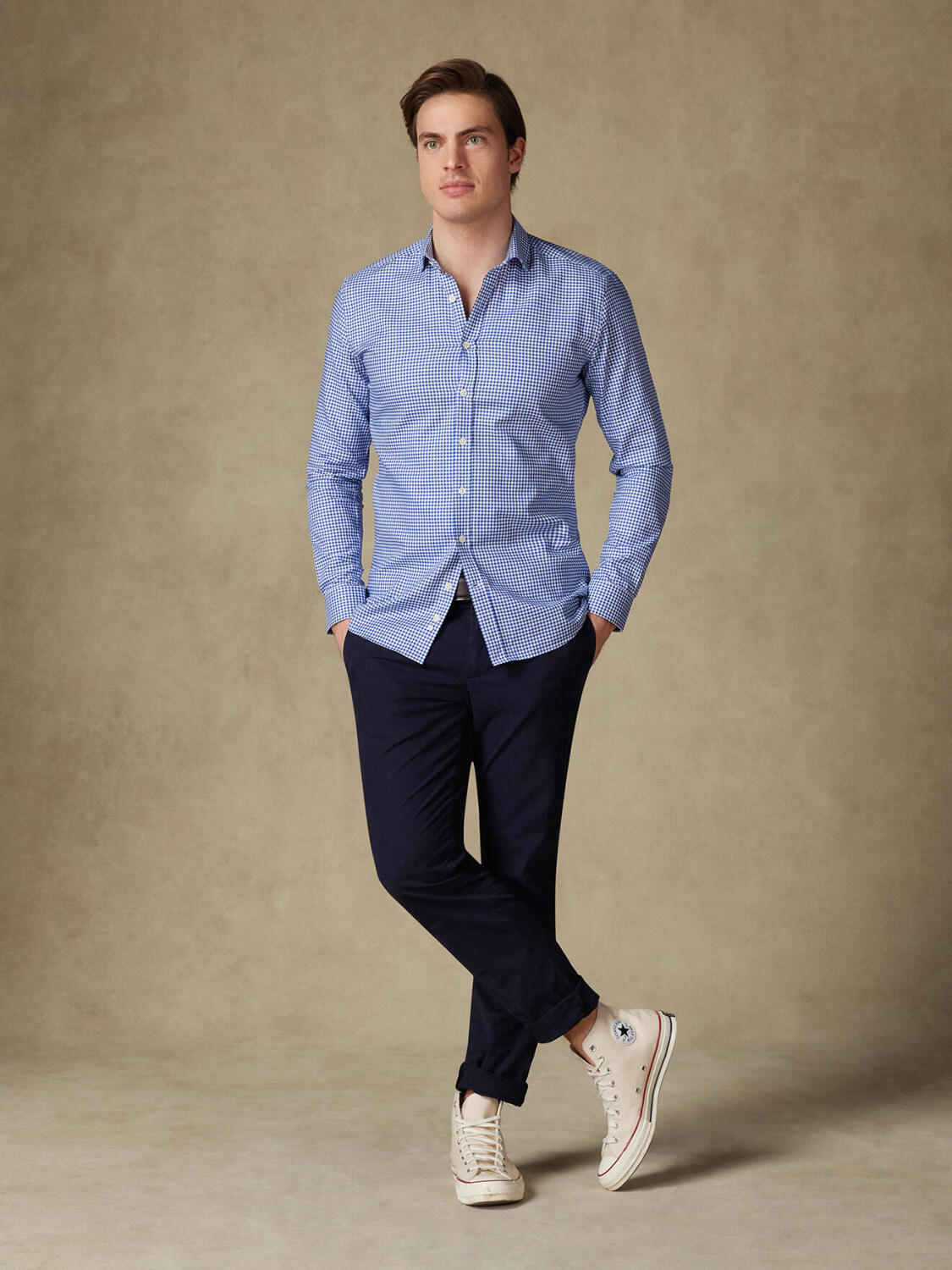 Kenny navy gingham overhemd