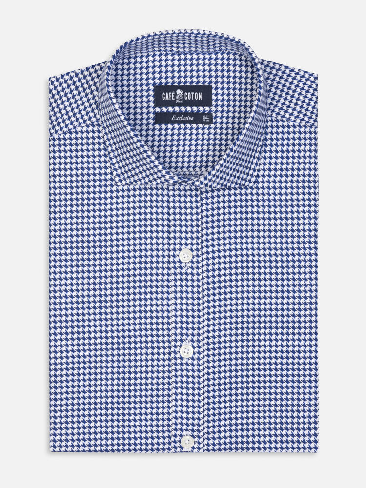 Leelan shirt, navy textured