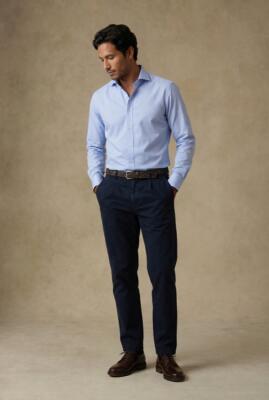 Camicia Meadow azzurra in cotone e Tencel