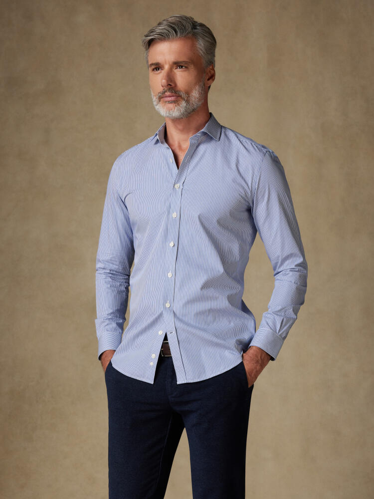 Menthon camicia a righe blu navy