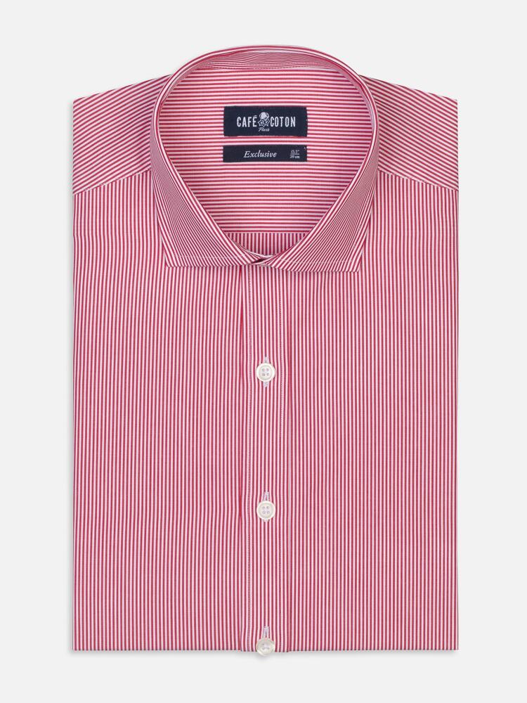 Red stripes popelin shirt