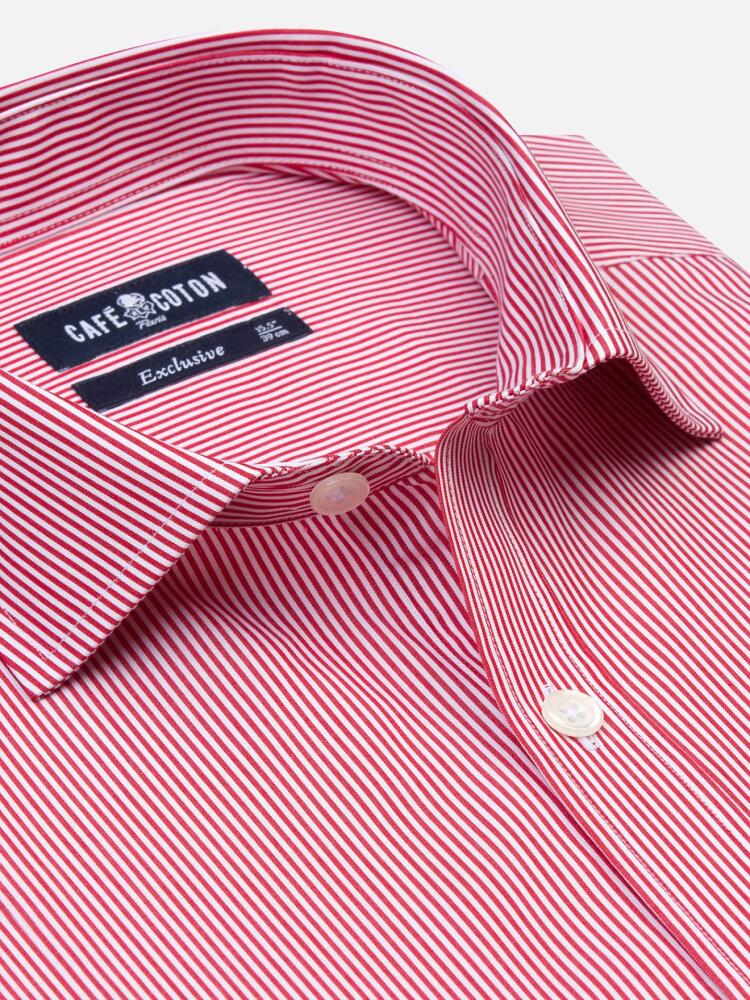 Red stripes popelin shirt