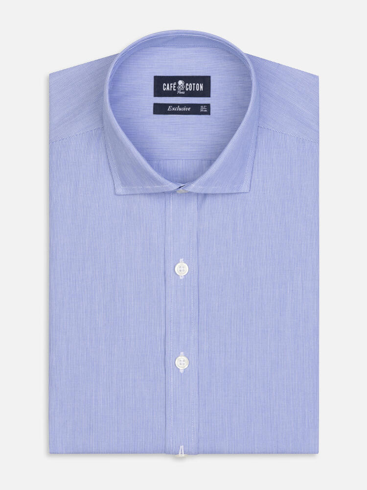 Chemise en mille raies bleue