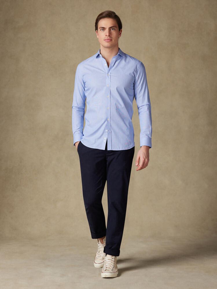 Chemise en mille raies bleue