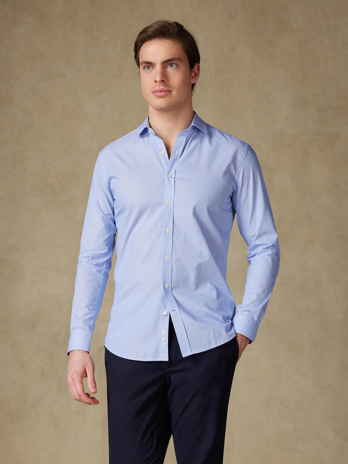Chemise en mille raies marine