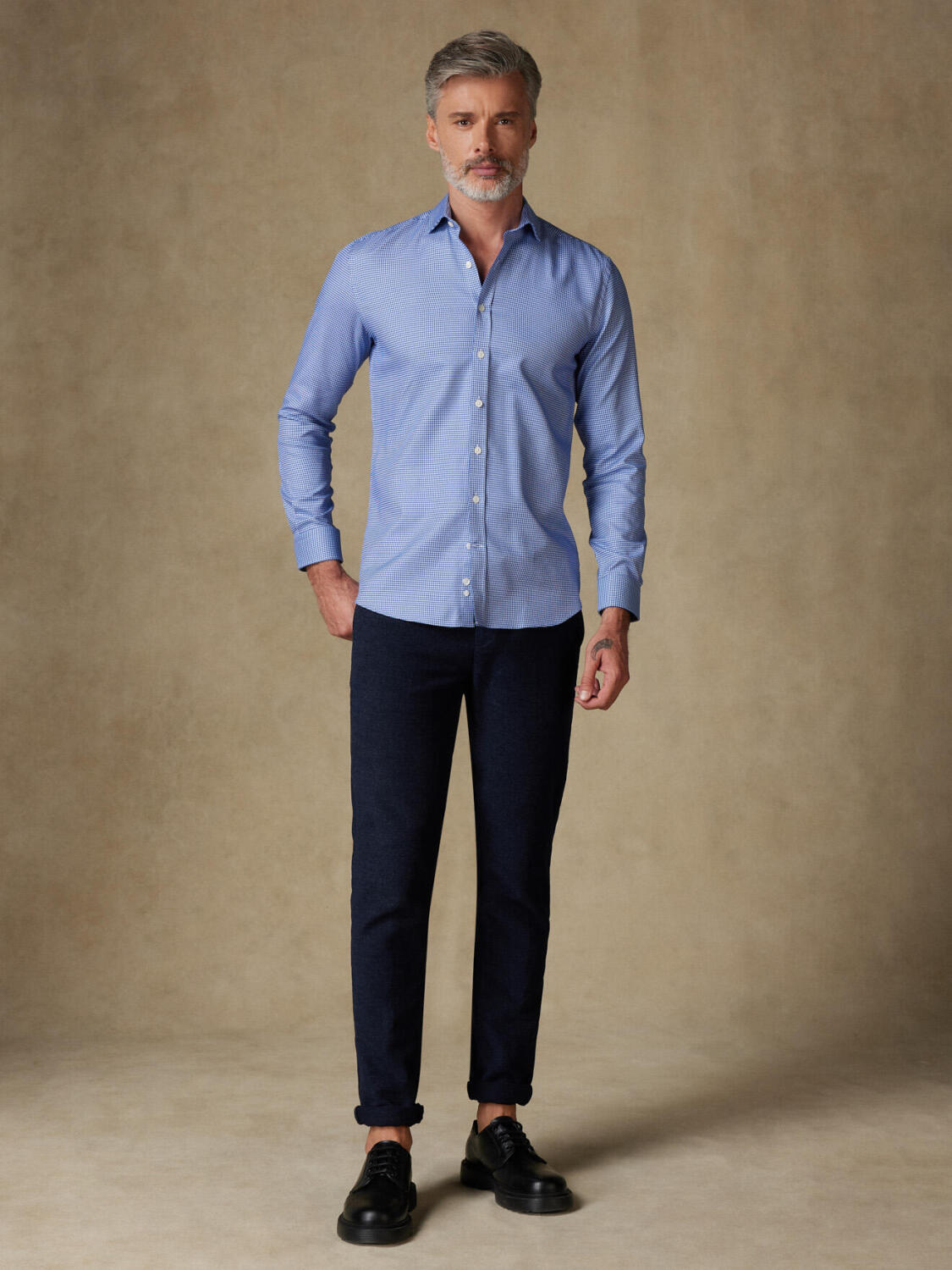 Camicia Morris in twill blu