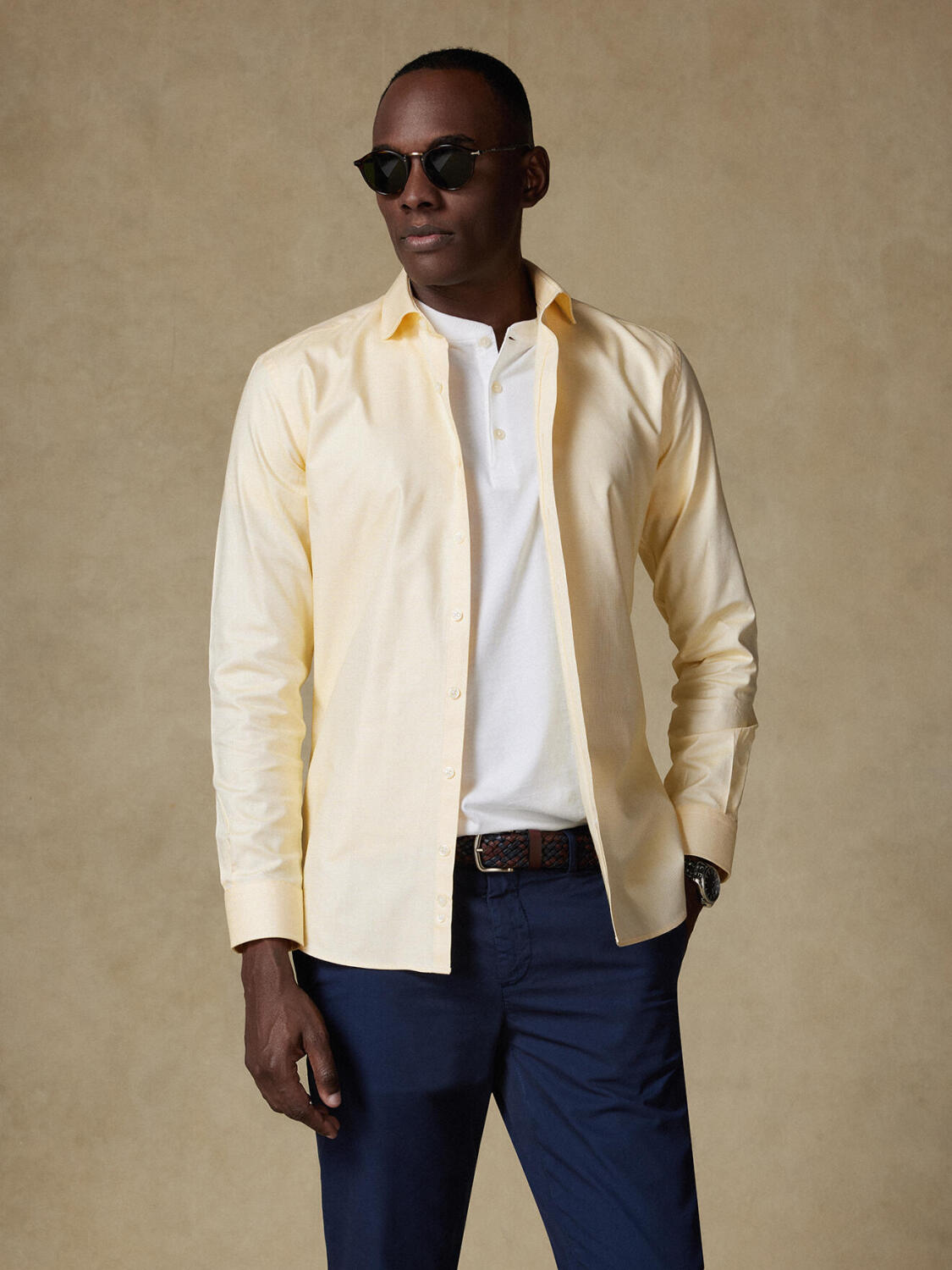 Basketweave shirt yellow