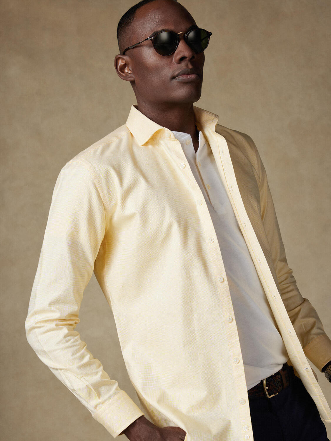 Basketweave shirt yellow