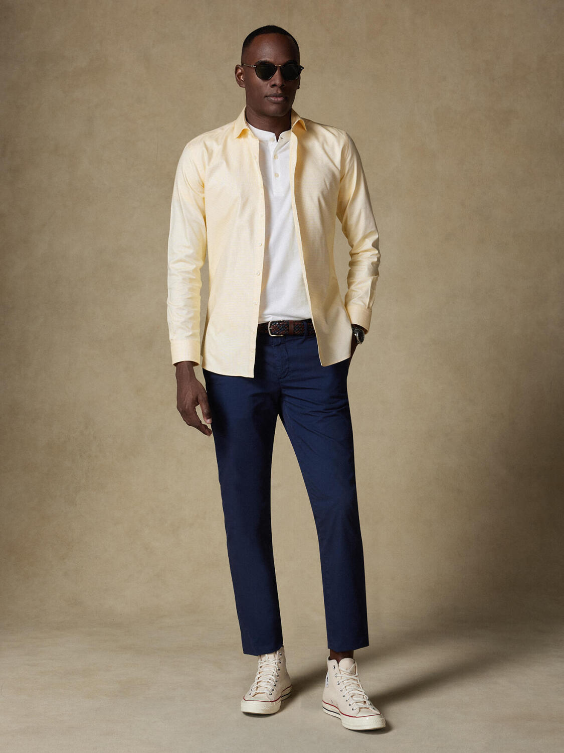 Basketweave shirt yellow