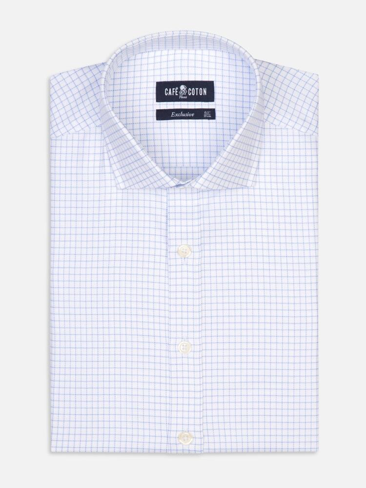 Oleg checked sky herringbones shirt