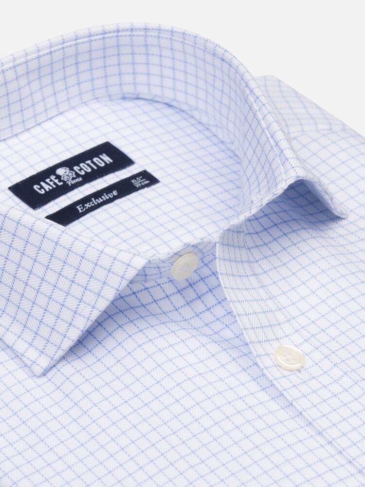 Oleg checked sky herringbones shirt