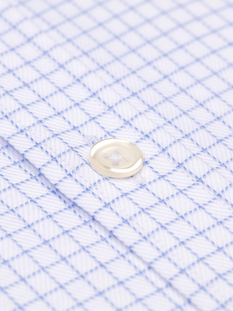 Oleg checked sky herringbones shirt