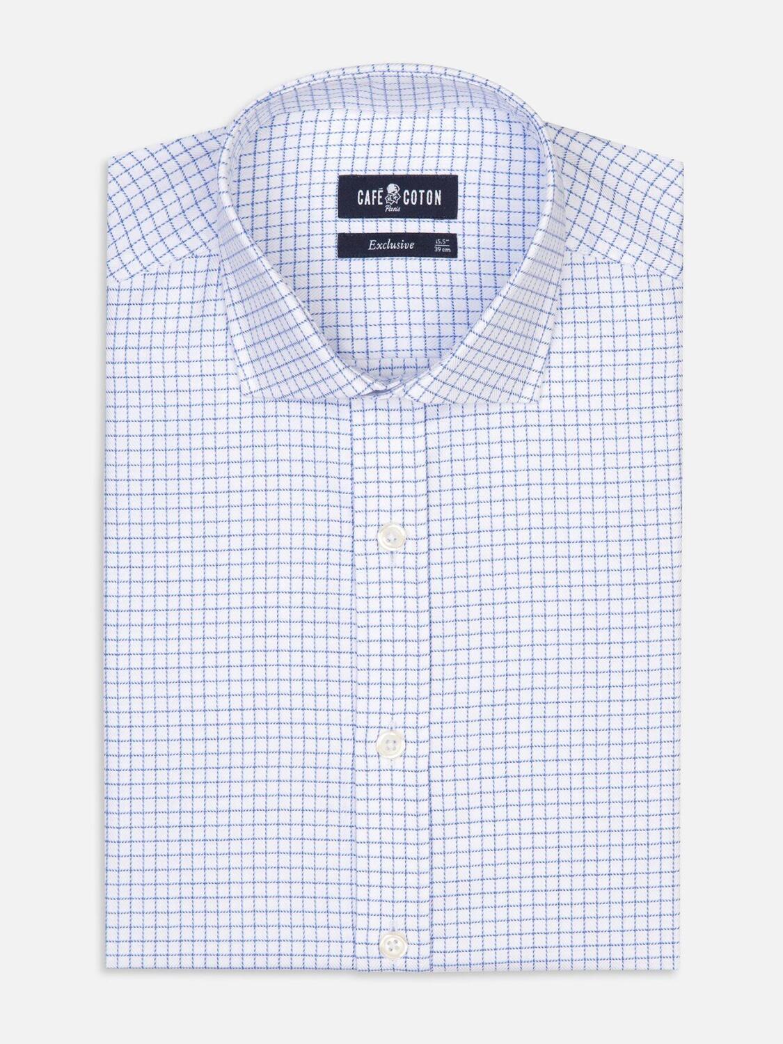 Chemise Oleg &agrave; carreaux chevron bleu