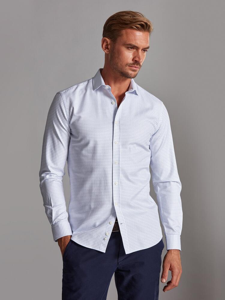 Chemise Oleg &agrave; carreaux chevron bleu