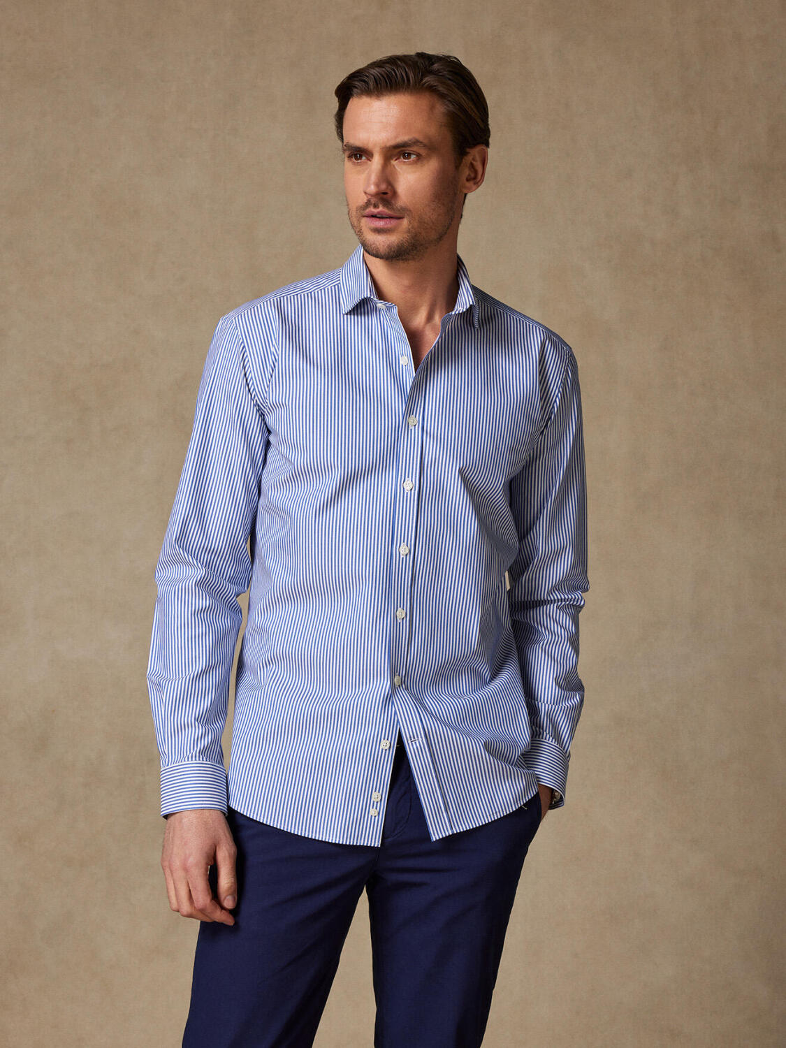 Camicia Oscar a righe navy