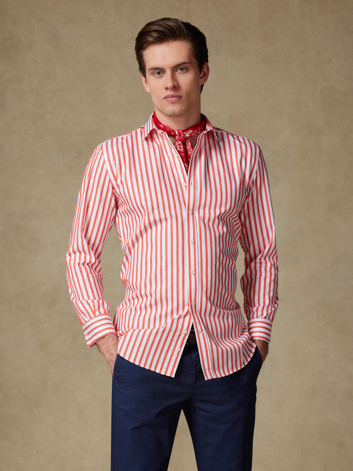 Percy Hemd mit orange Streifen