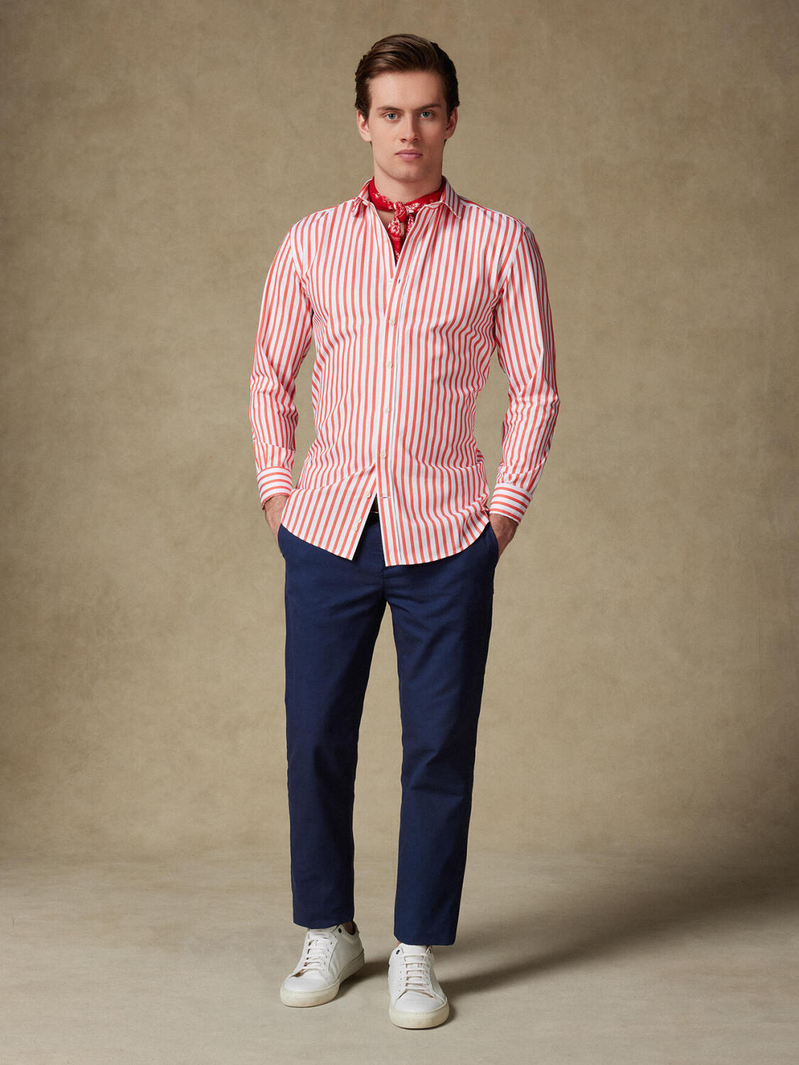 Percy Hemd mit orange Streifen