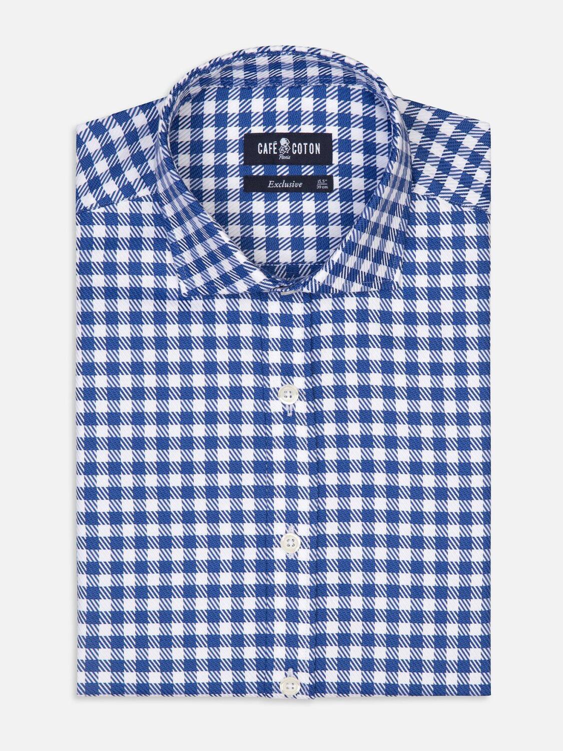 Phil navy blue checked shirt