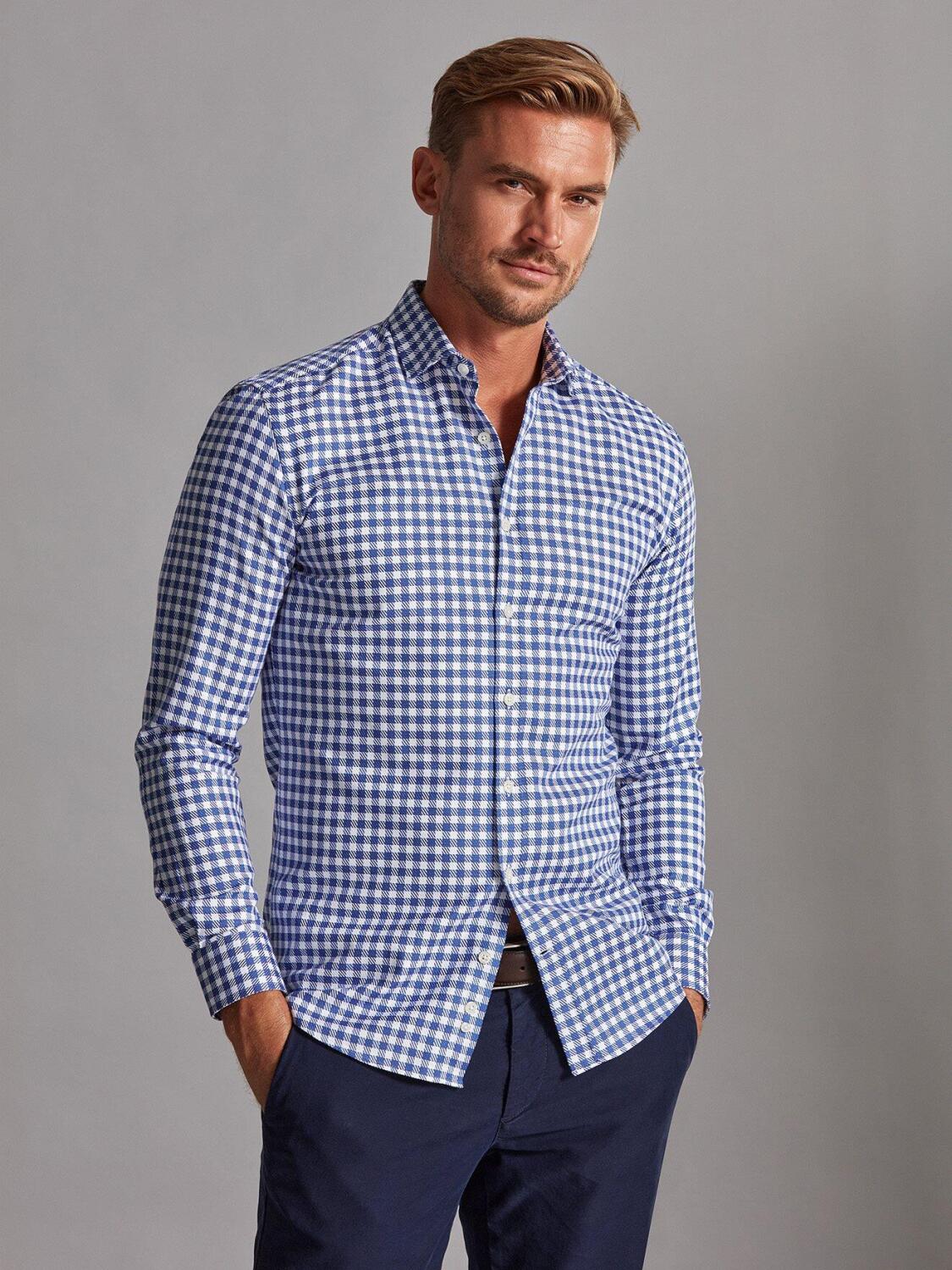 Phil navy blue checked shirt