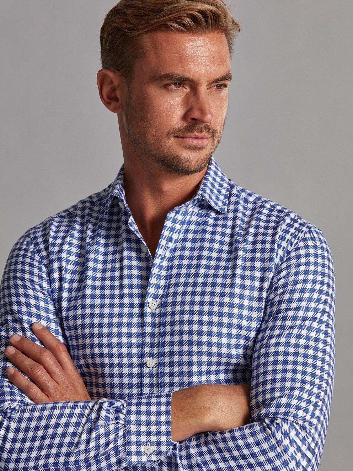 Phil navy blue checked shirt