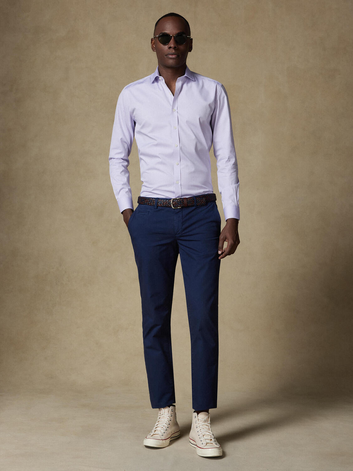 Chemise en pin point parme