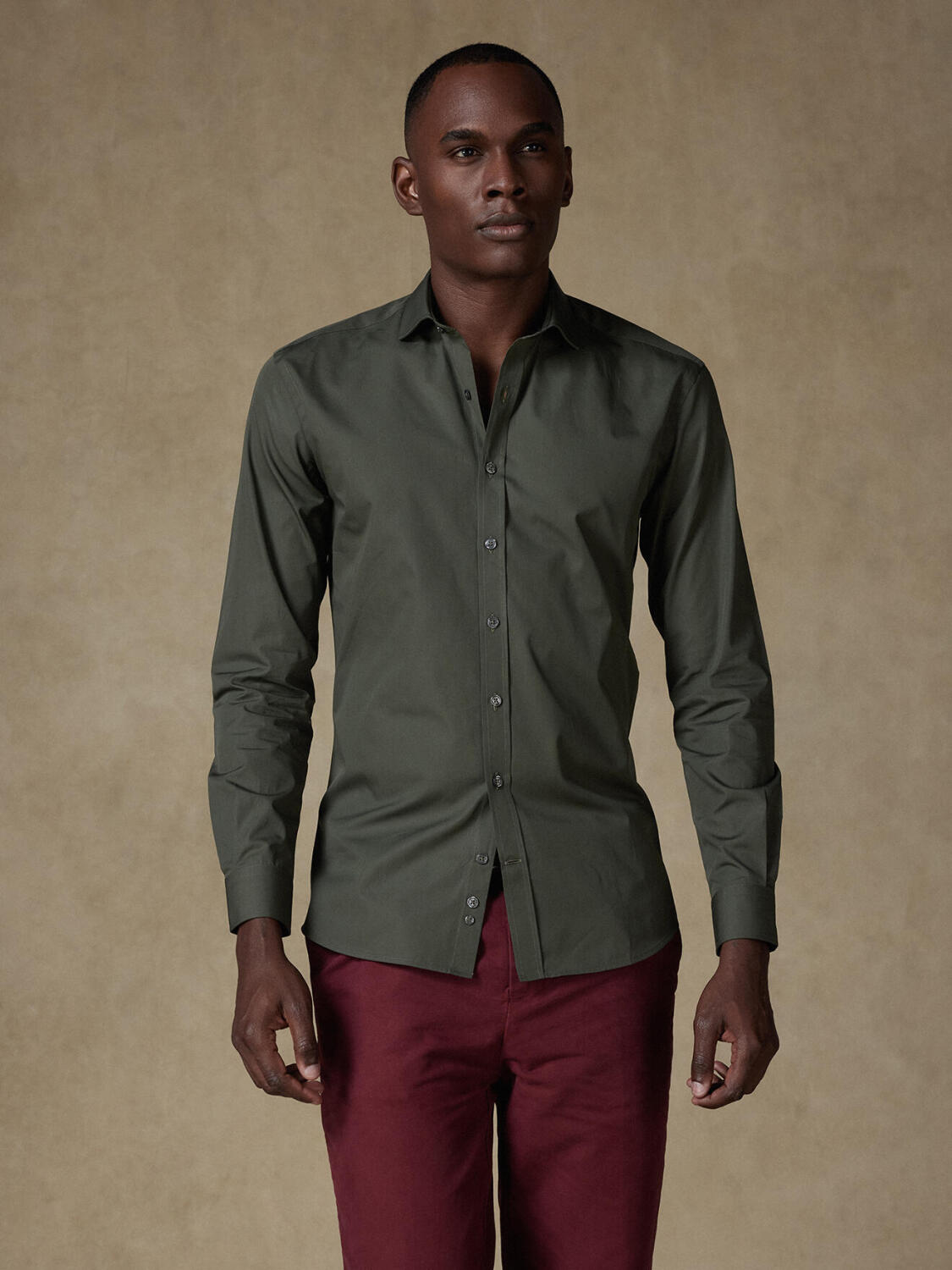 Camicia in popeline kaki